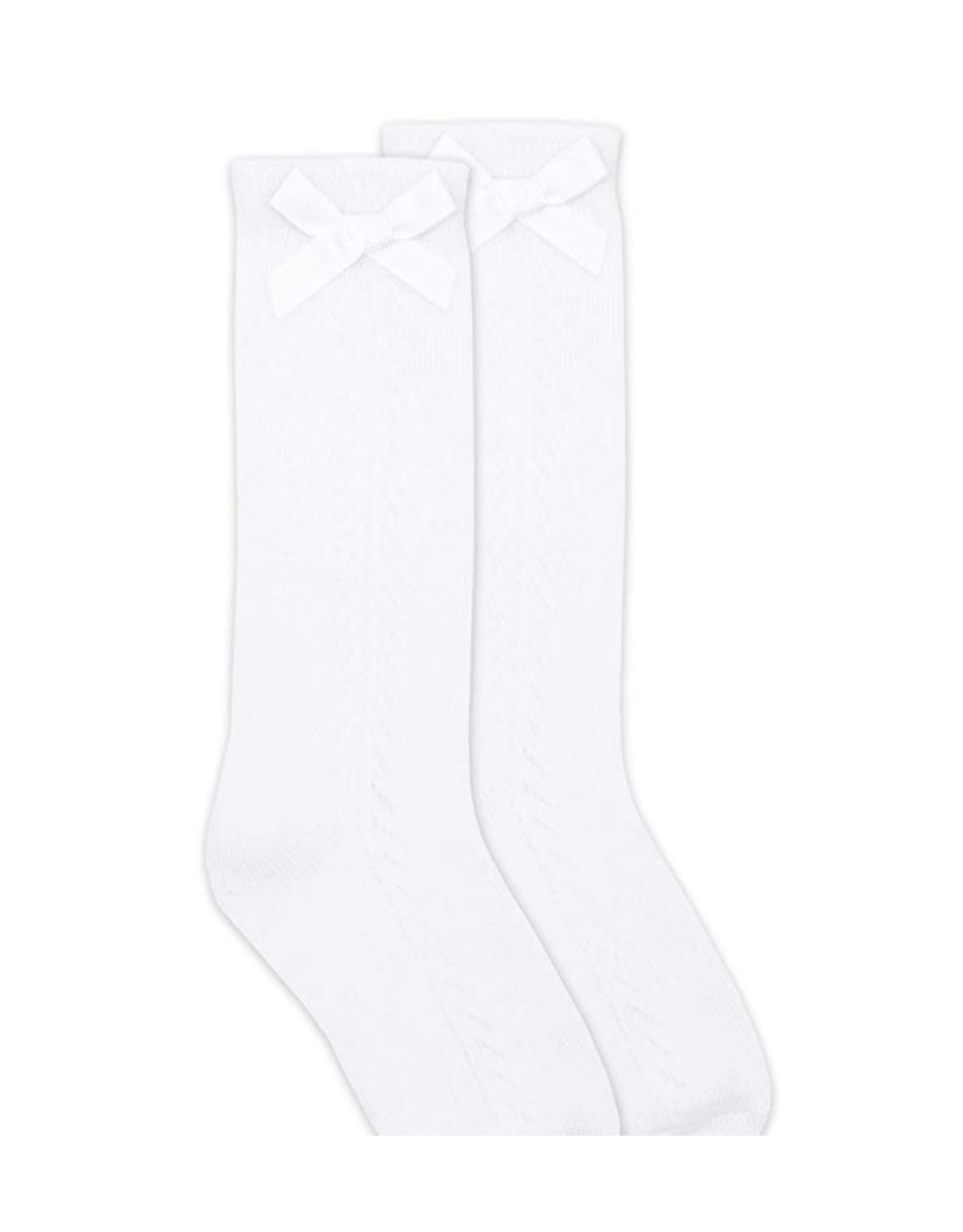 Jefferies Socks White Tall Sock With Bow 1650