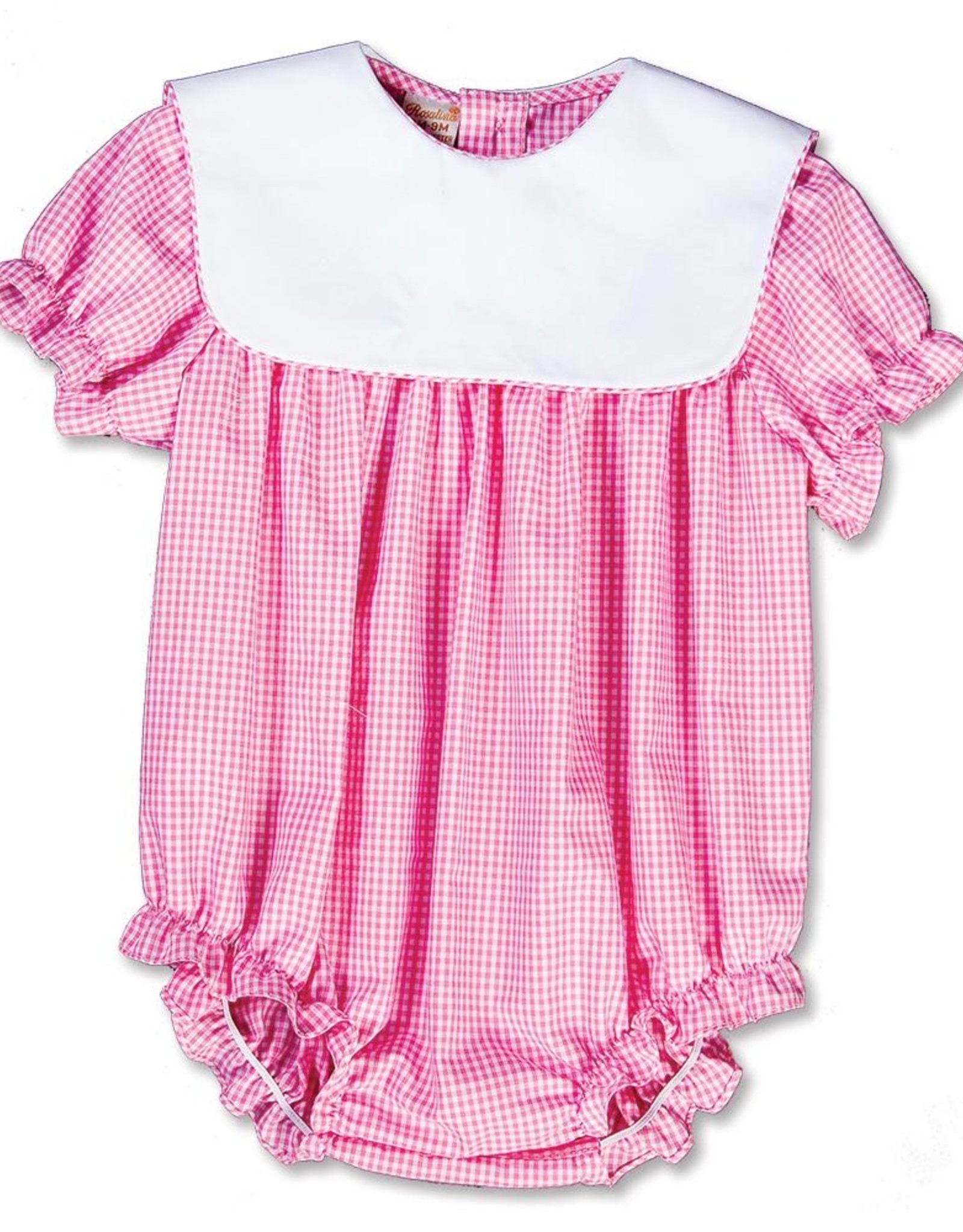 Rosalina Pink Gingham Girls Bubble With White Collar