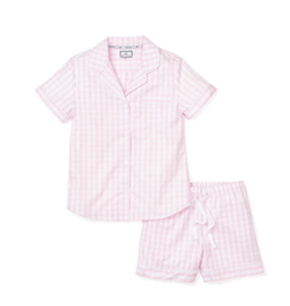 Petite Plume Women's Light Pink Gingham Pajama Short Set