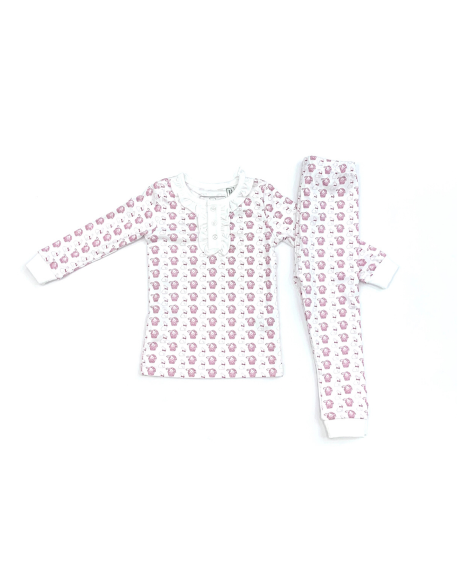 Lila and Hayes Alden Pink Bunny Two Piece Pajama Set