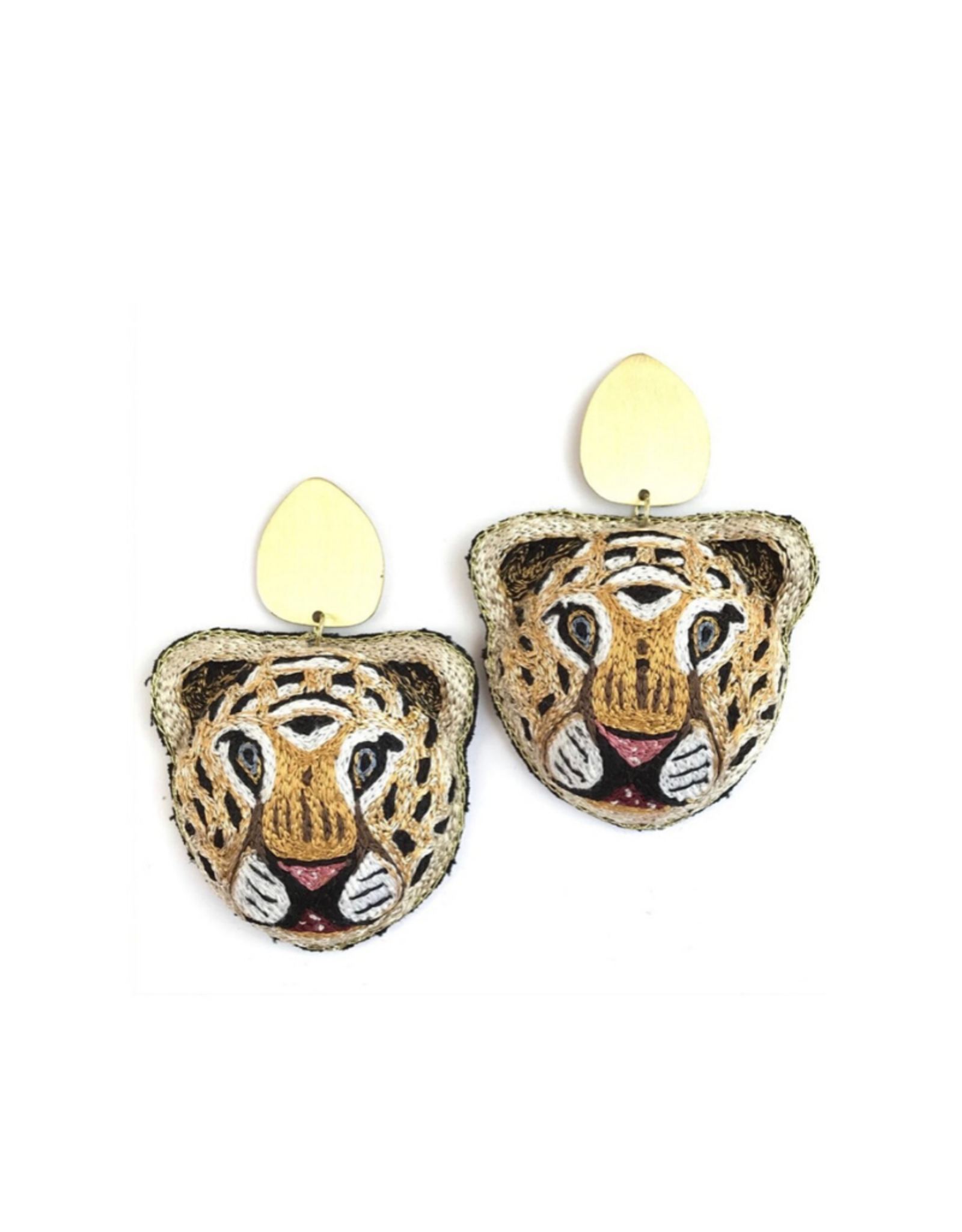 Embroidered Tiger Earrings
