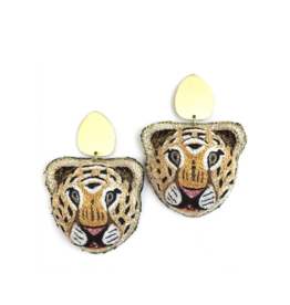 Embroidered Tiger Earrings