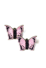 Beaded Pink Butterfly Earrings