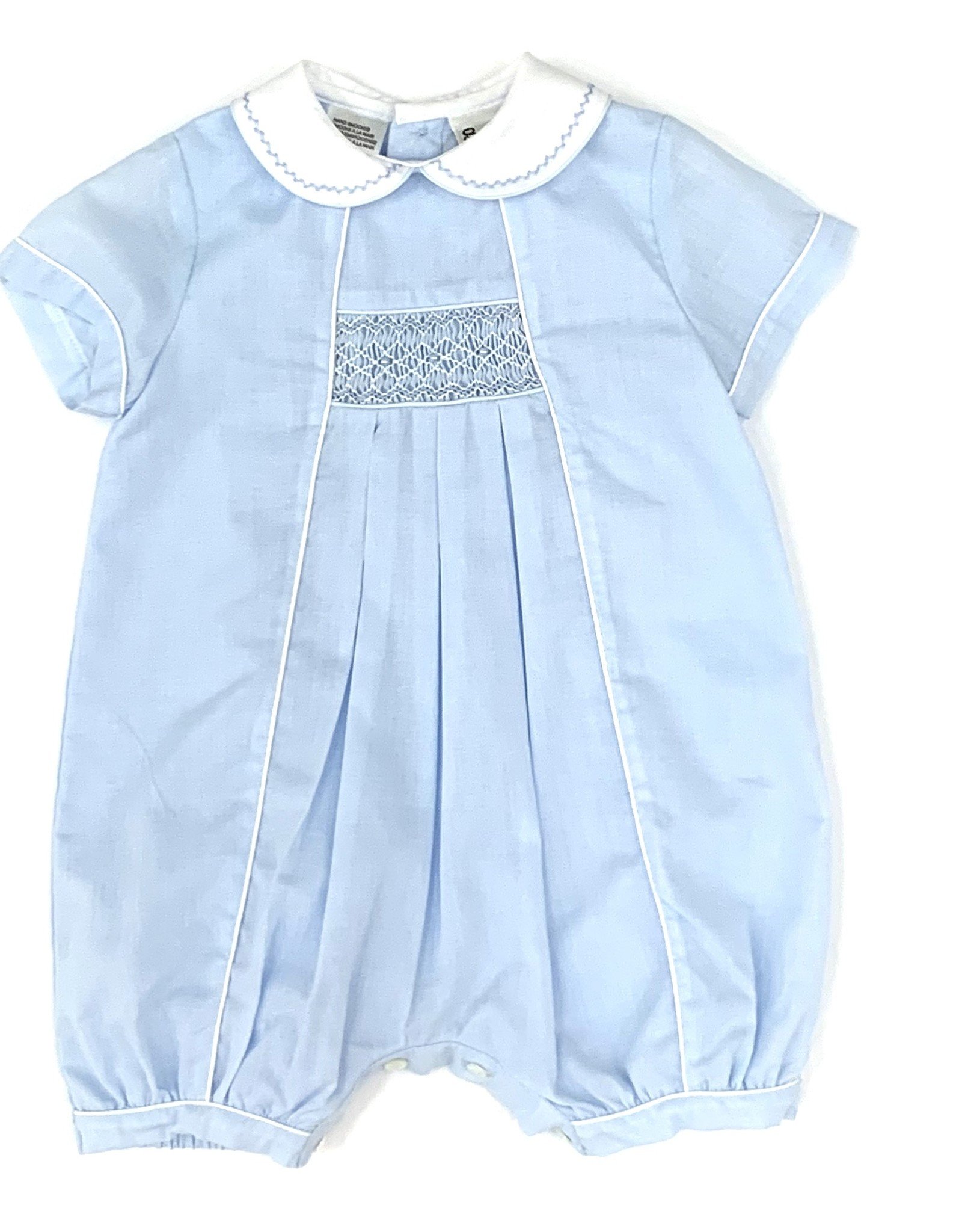 Blue Smocked Bubble With Collar