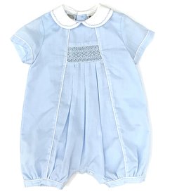Blue Smocked Bubble With Collar