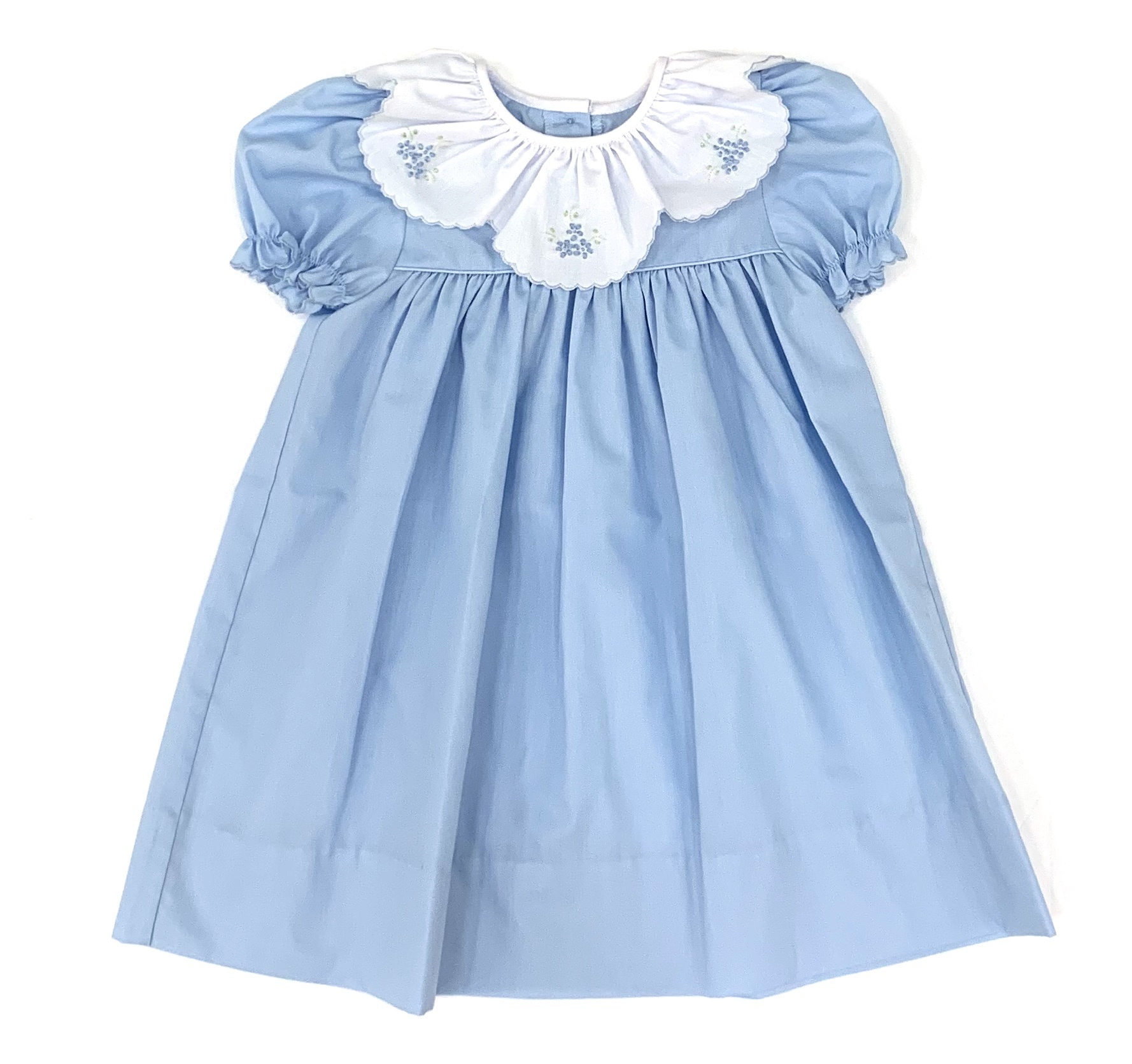 Blue Dress With White Collar - Mini Macarons Boutique