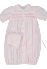 Feltman Brothers Pink Ribbon Smocked Gown and Hat Set