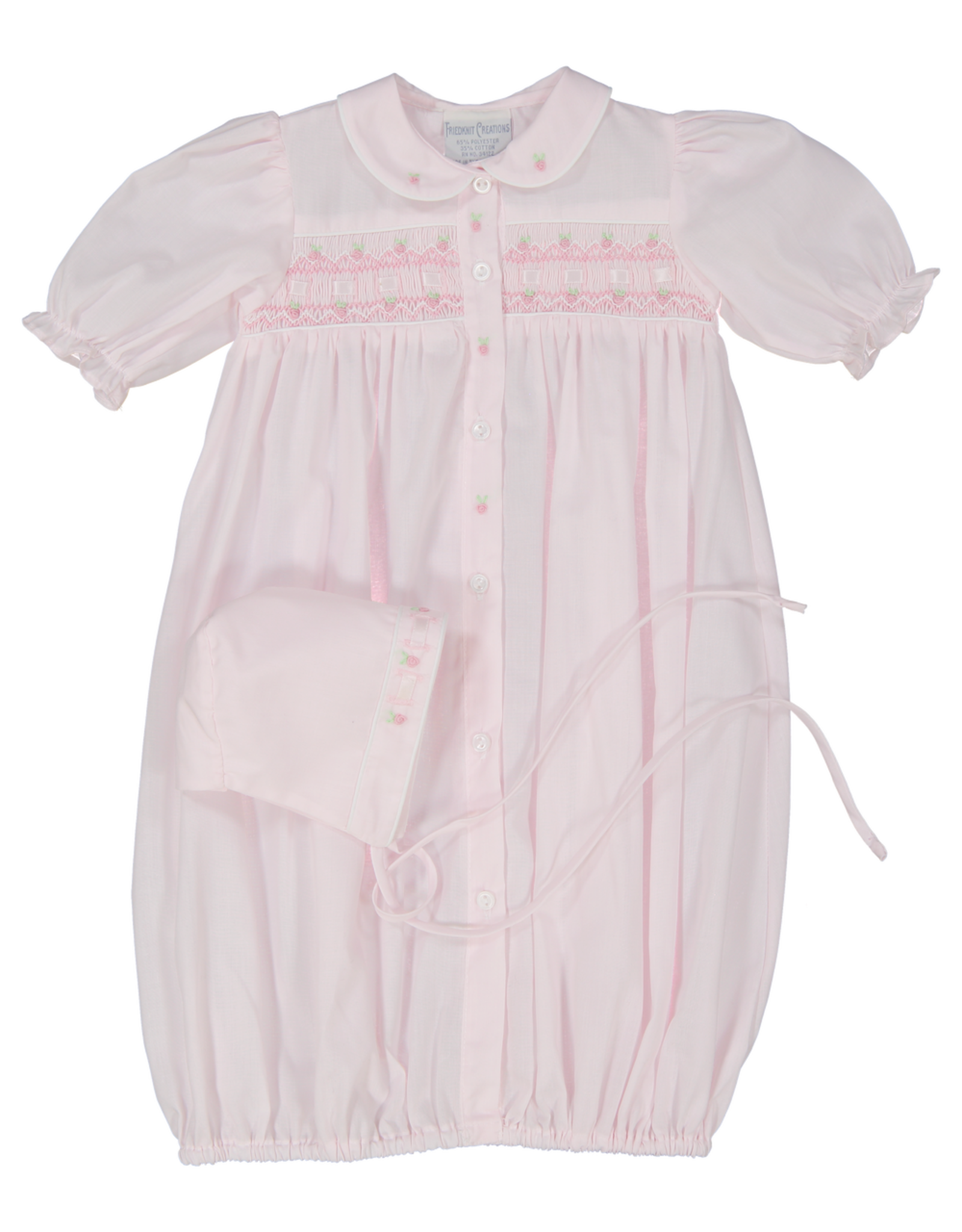 Feltman Brothers Pink Ribbon Smocked Gown and Hat Set