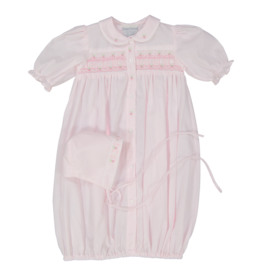 Feltman Brothers Pink Ribbon Smocked Gown and Hat Set