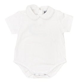 The Bailey Boys Short Sleeve White Knit Boys Peter Pan Onesie