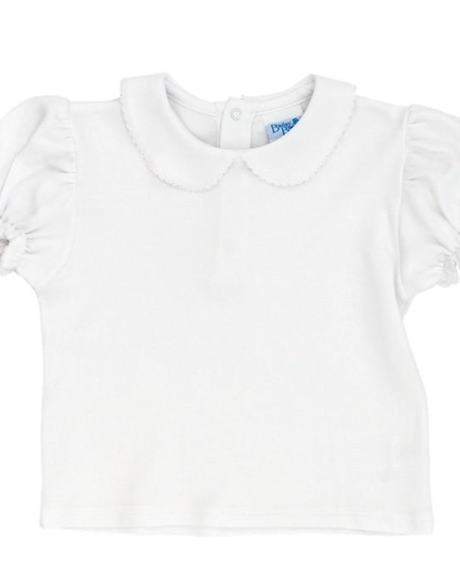 The Bailey Boys Short Sleeve White Knit Girls Peter Pan Shirt