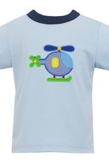 Claire and Charlie Helicopter Applique Shirt Lt Blue