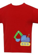 Claire and Charlie Excavator Applique Shirt Red