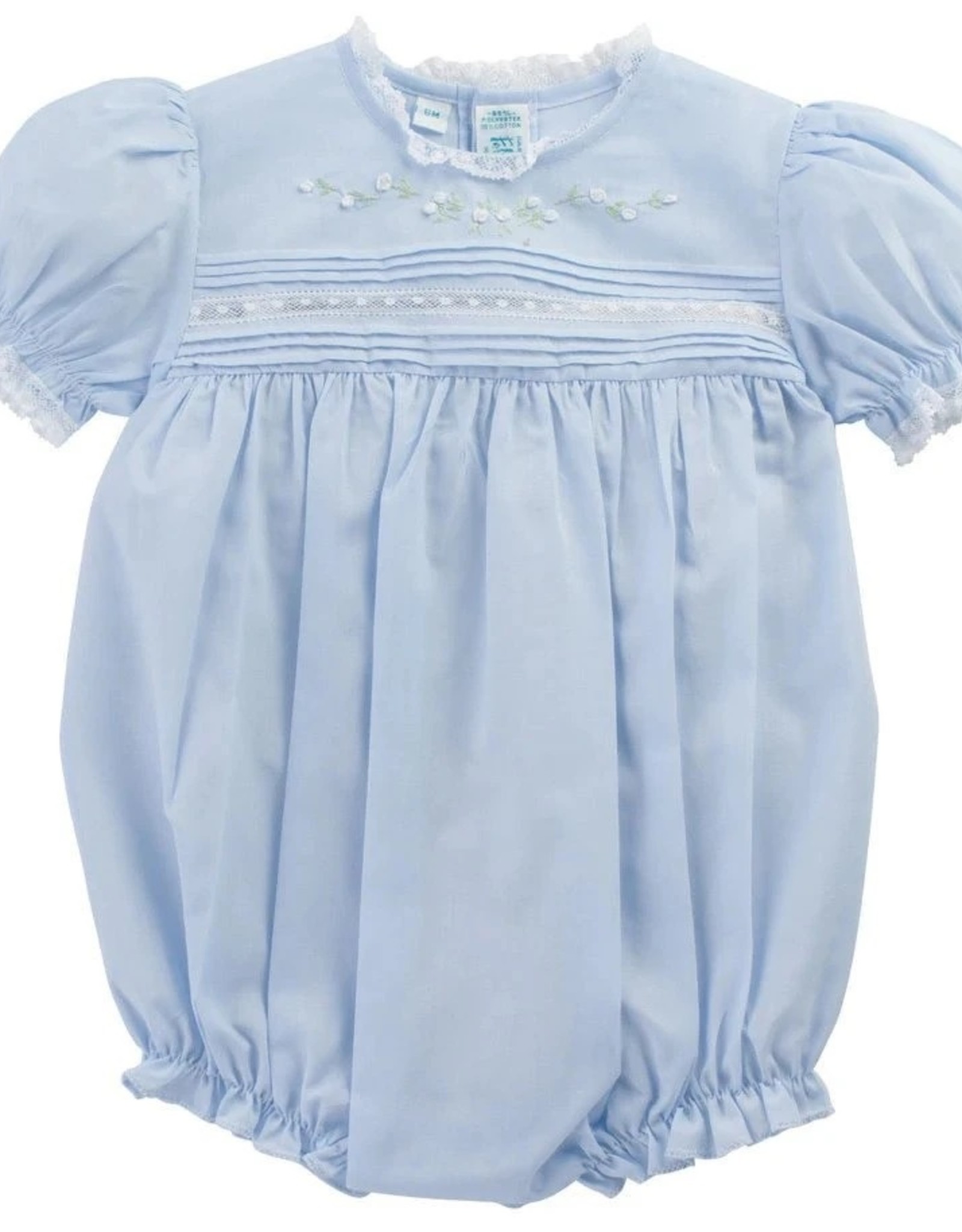 Feltman Brothers Floral Bullions And Lace Romper Blue