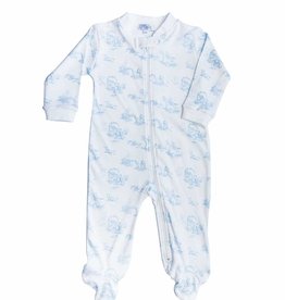 Nella Blue Toile Zipper Footie