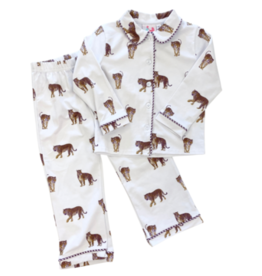 Little Louanne Boys Knit Tiger Button Up Pajamas
