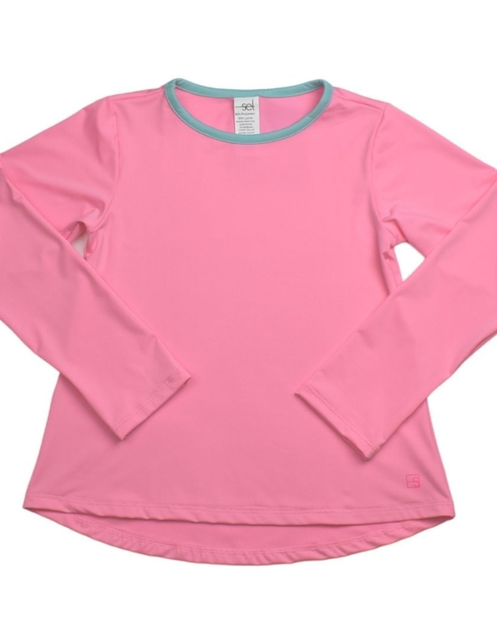 SET Bridget Basic L/S Tee Pink/Turqouise Welting