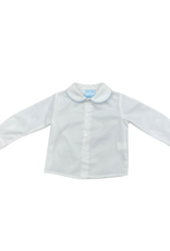 Petit Bebe Boys White Shirt w/ Lt Blue Piping