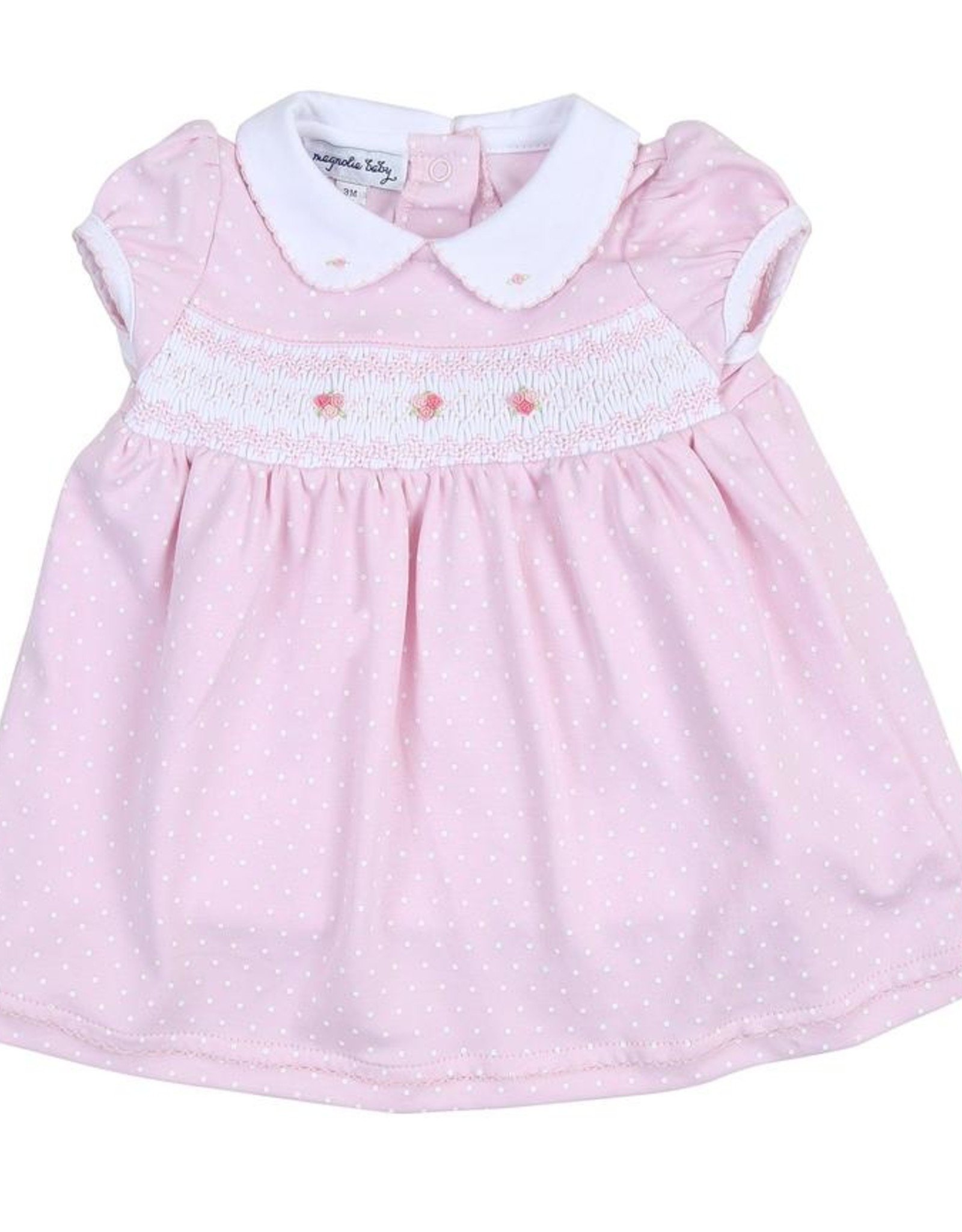 Magnolia Baby Layla And Lennox S/S Smocked Collar Dress Pink