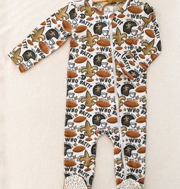 Velvet Fawn Who Dat Baby Zipper Footie Jammie