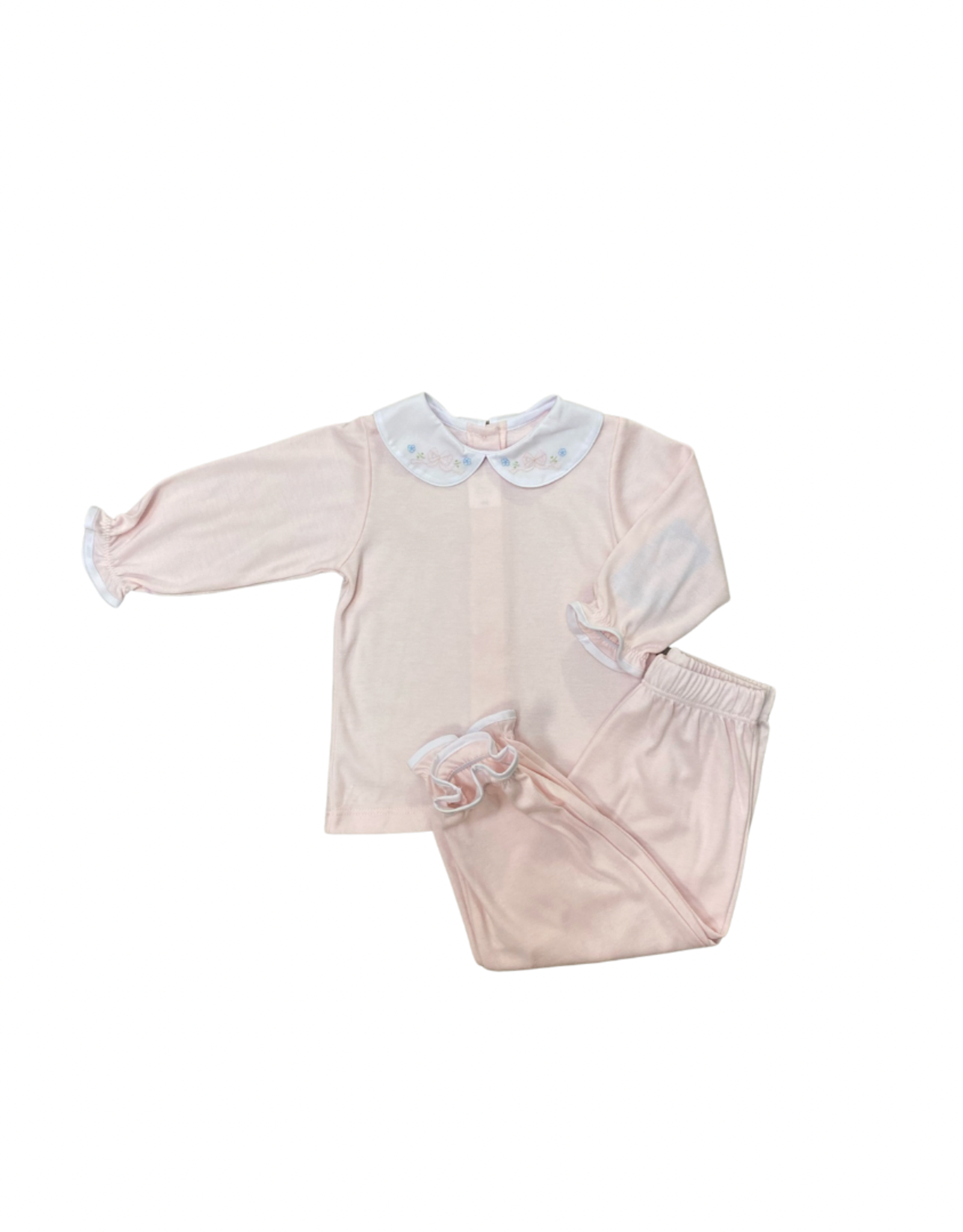 Auraluz Knit Pink Two Piece Set With Tiny Bows
