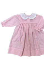 Auraluz Long Sleeve Dress Pink Check With Flower