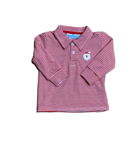 Trotter Street Kids Long Sleeve Red Polo With Santa Face
