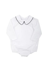 The Beaufort Bonnet Company LS Woven Peter Pan Collar Shirt, White w/Navy