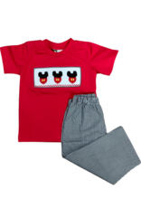 Banana Split Mouse Ears Smocked Boys Pant Set