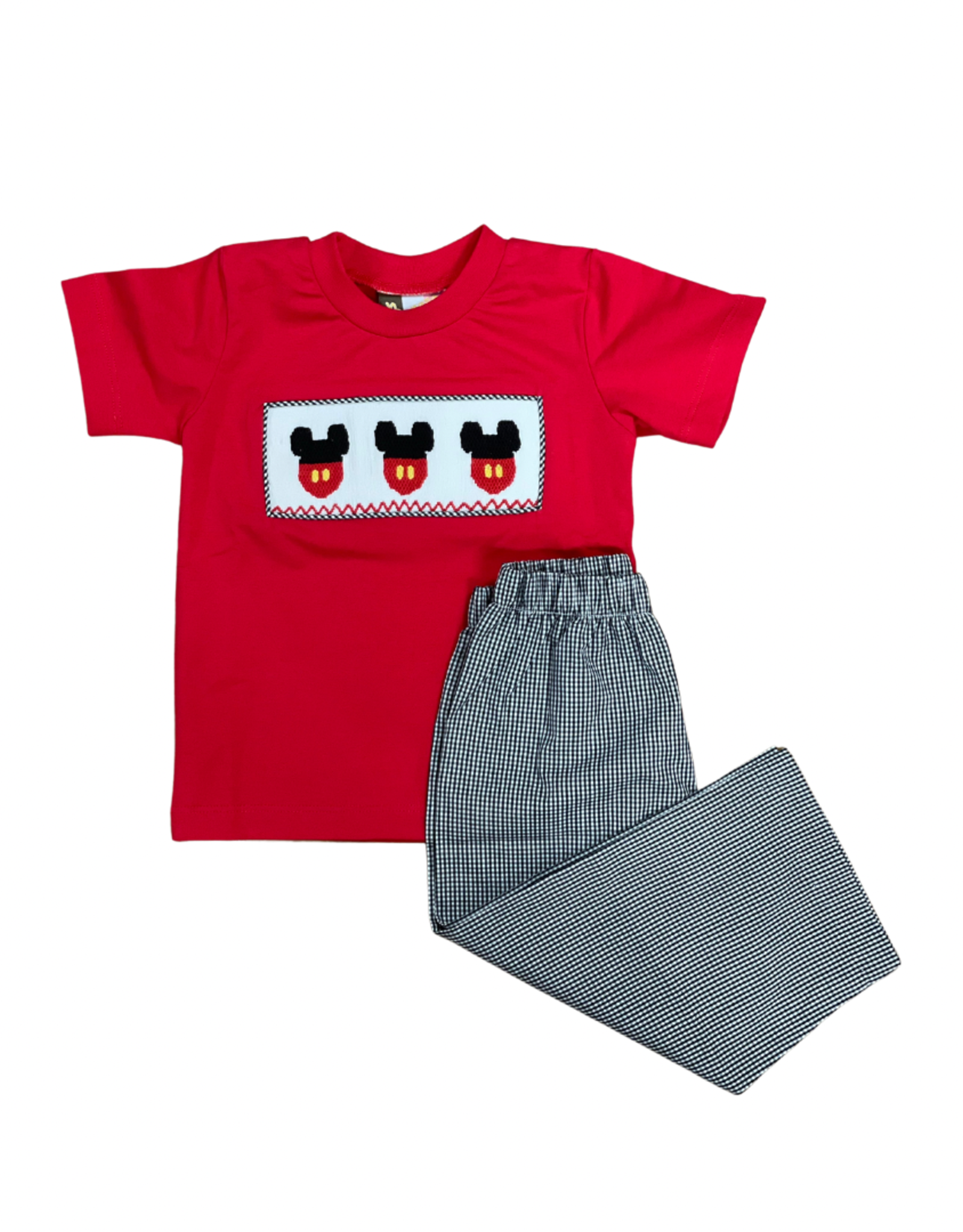 Banana Split Mouse Ears Smocked Boys Pant Set