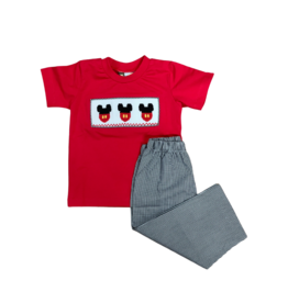 Banana Split Mouse Ears Smocked Boys Pant Set