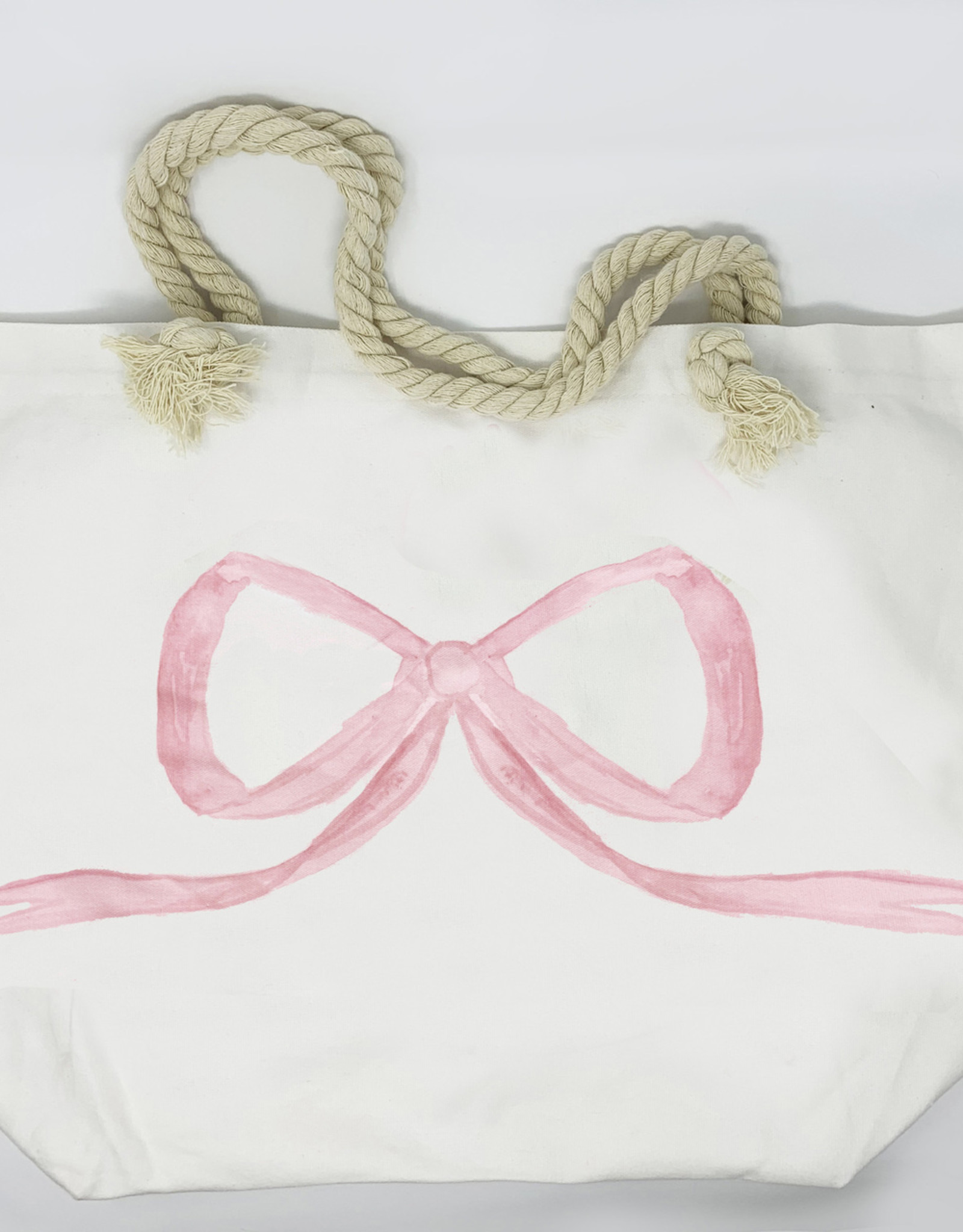 Over The Moon Pink Bow Canvas Tote