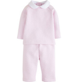 Little English Quilted Pant Set Light Pink