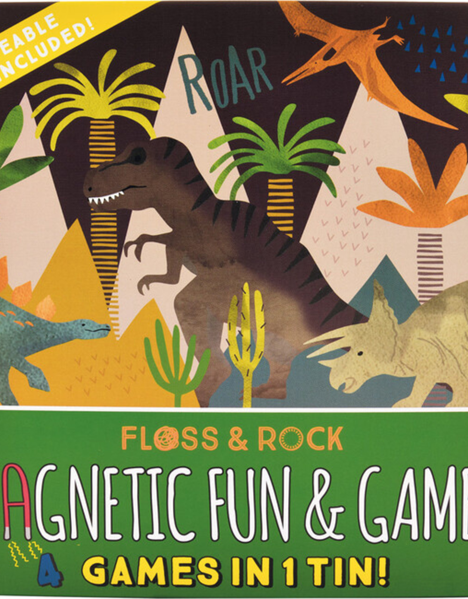 Floss & Rock Magnetic Fun Games Tin Dino