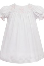 Petit Bebe White Knit Bishop Dress with Crosses
