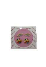 Sterling Silver Earrings, Rainbow/Flower Smile