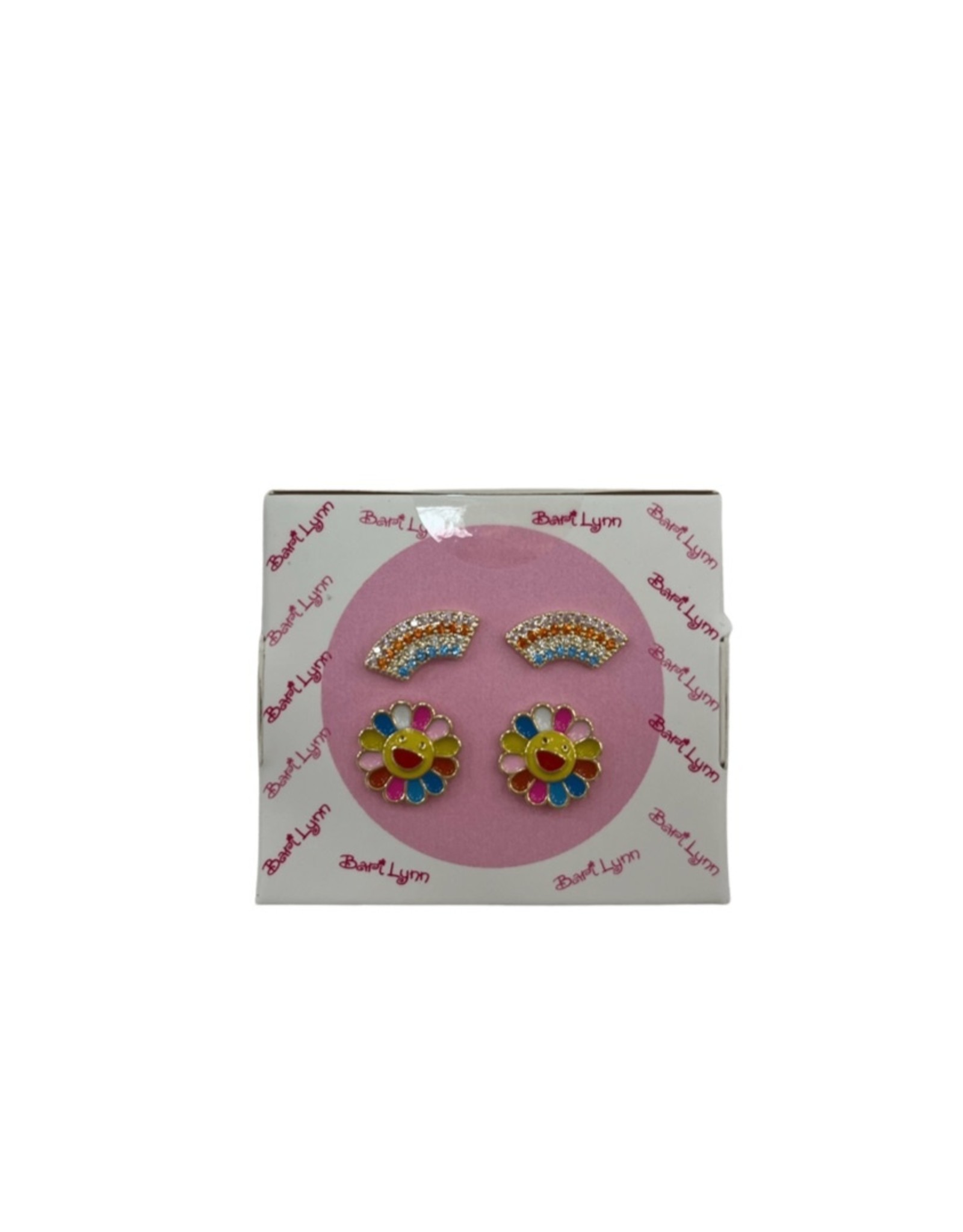 Sterling Silver Earrings, Rainbow/Flower Smile