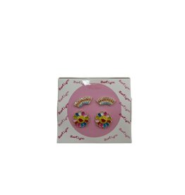 Sterling Silver Earrings, Rainbow/Flower Smile