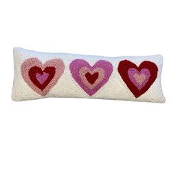 Peking Handicraft Pink Hearts Hook Pillow