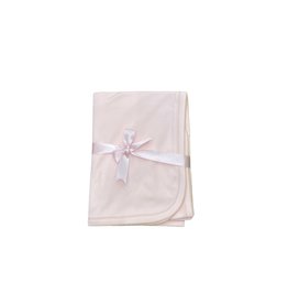 Squiggles Pink Blanket with Latte Trim