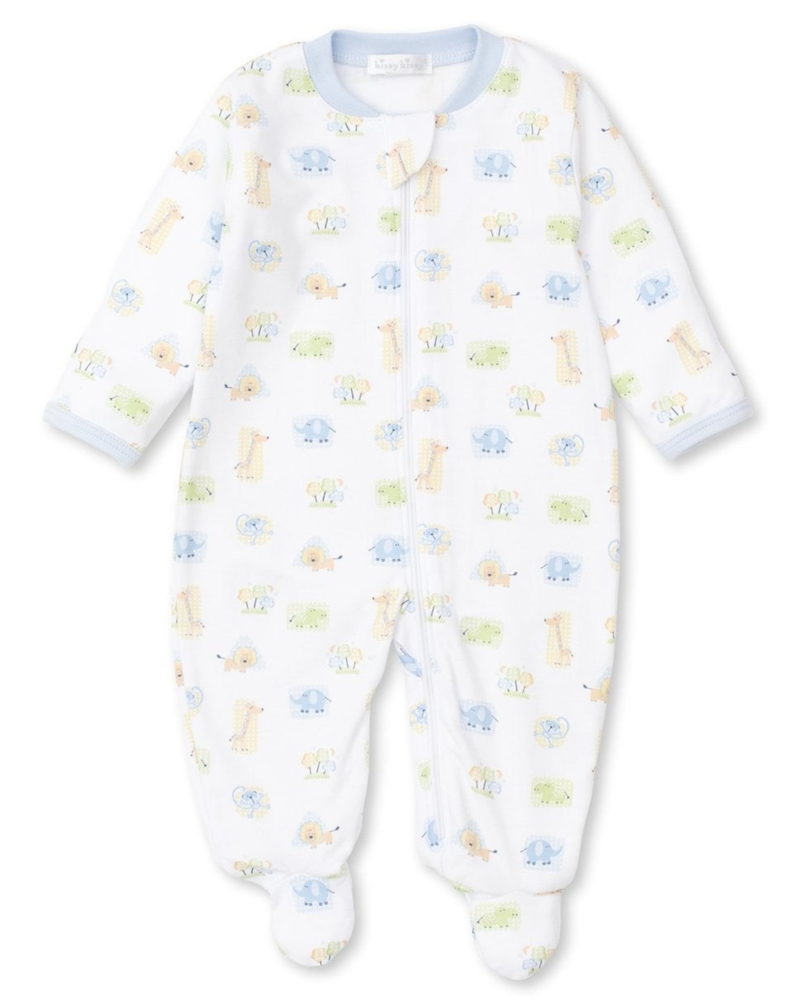 Kissy Kissy Blue Jungle Jollies Footie with Zipper