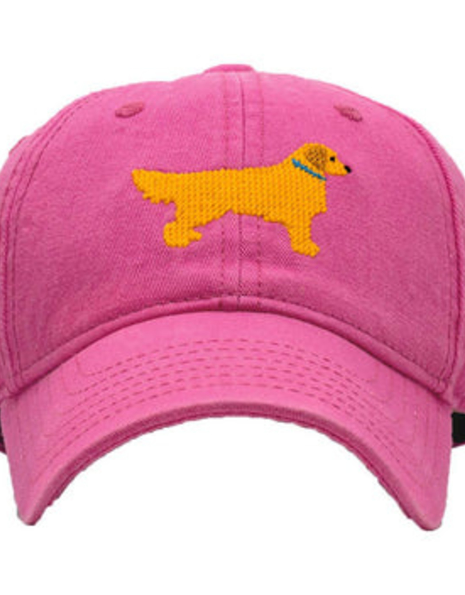 Harding Lane Youth Needlepoint Baseball Hat Retriever on Hot Pink