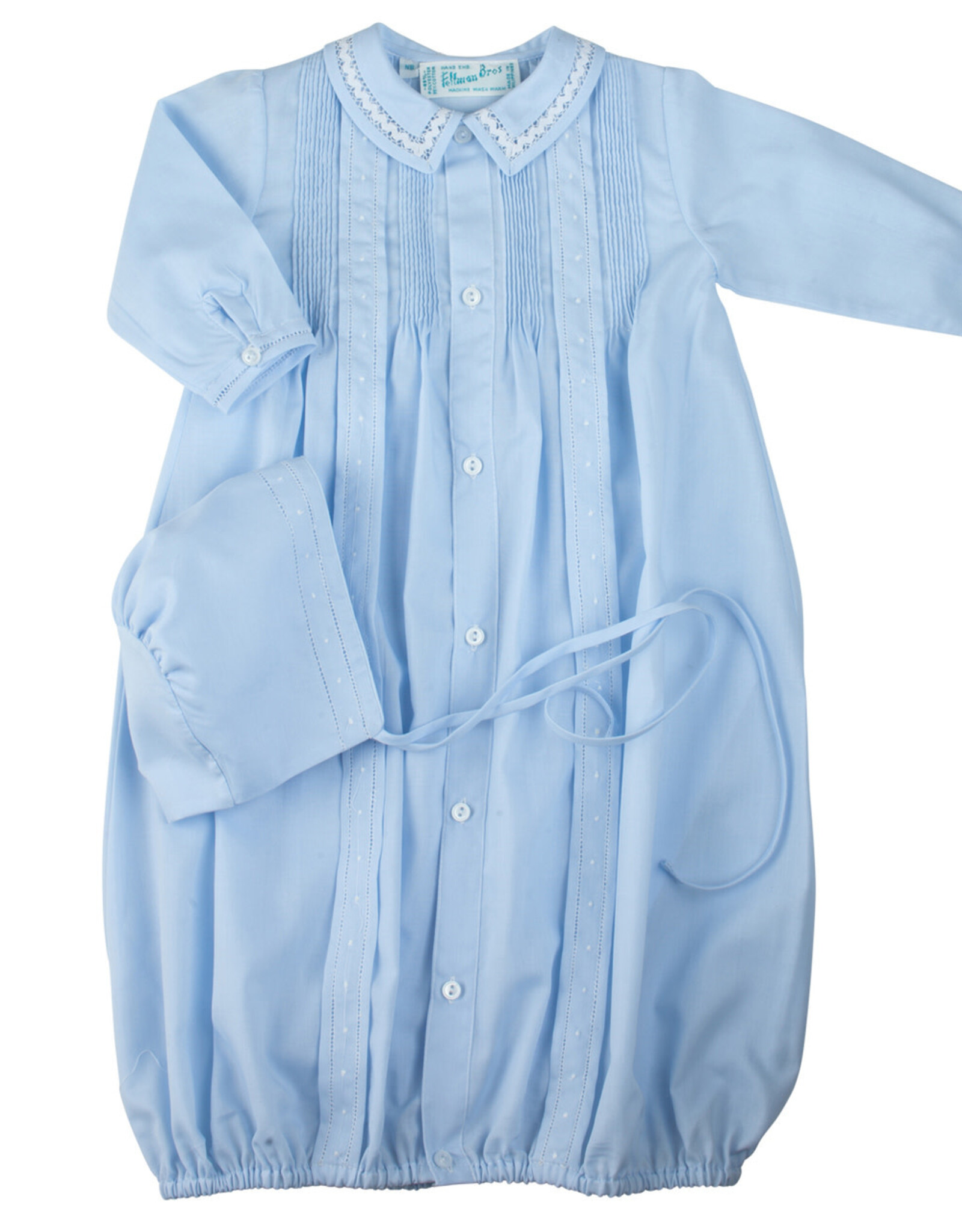 Feltman Brothers Boys Dot Take Me Home Blue Gown and Hat NB