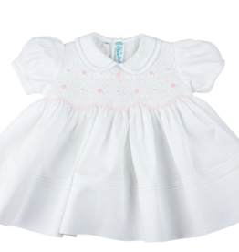 Feltman Brothers Smocked Dress and Panty, White/Pink
