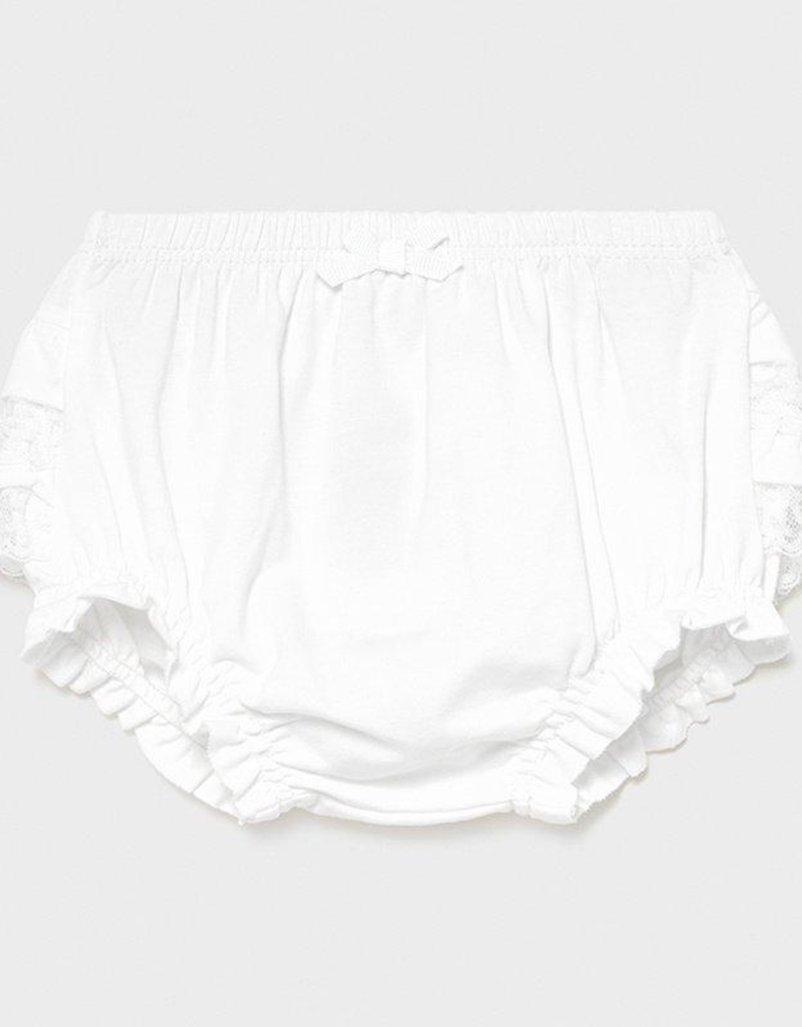 Mayoral Diaper Cover White Ruffle w/Lace