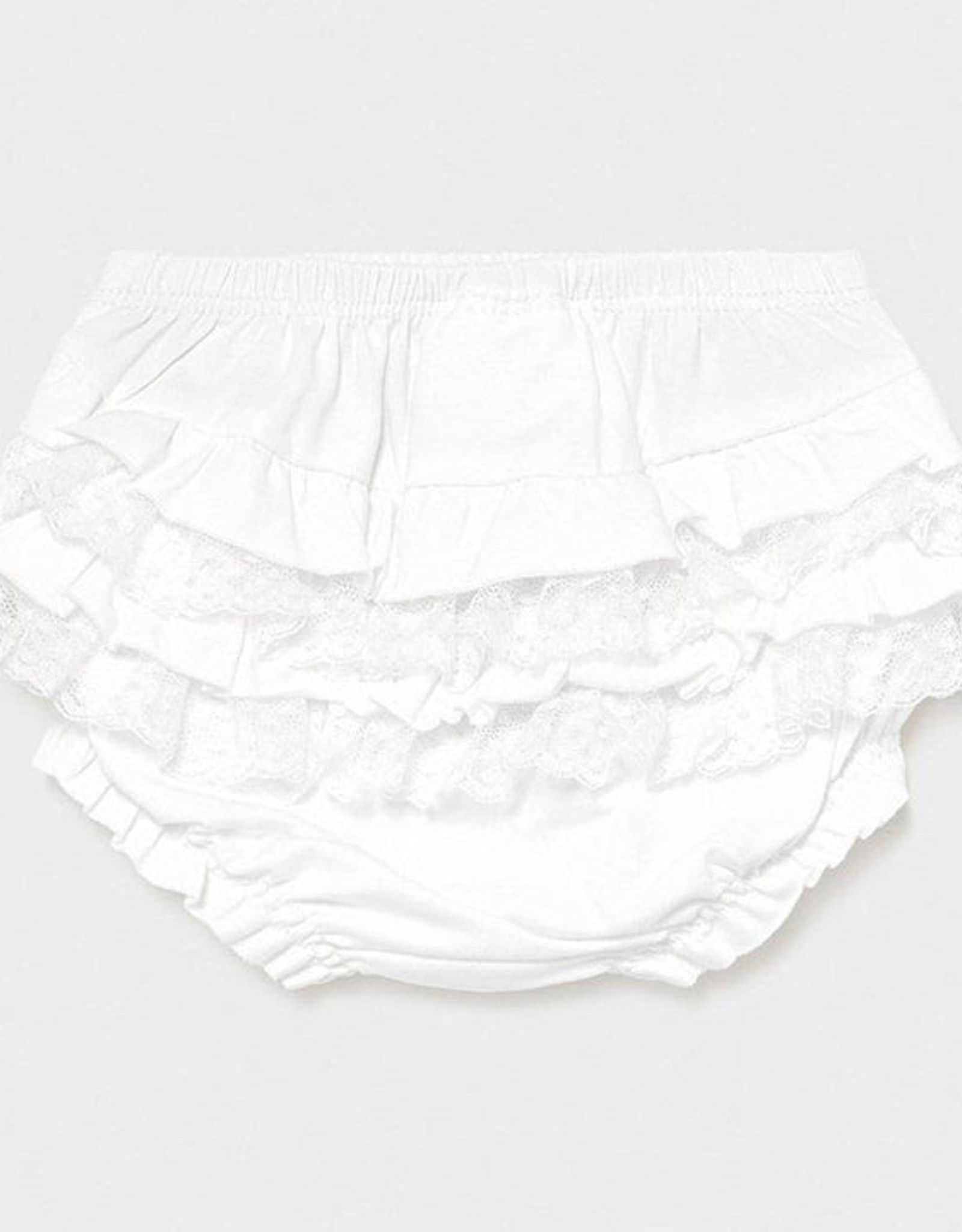Mayoral Diaper Cover White Ruffle w/Lace