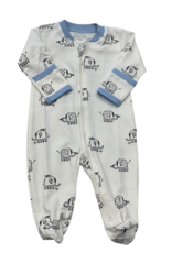 Kissy Kissy Elephants Footie with Zip, Black/Blue