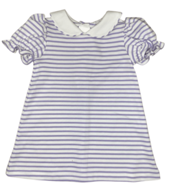 Zuccini Louisa Short Sleeve Purple/White Striped Dress