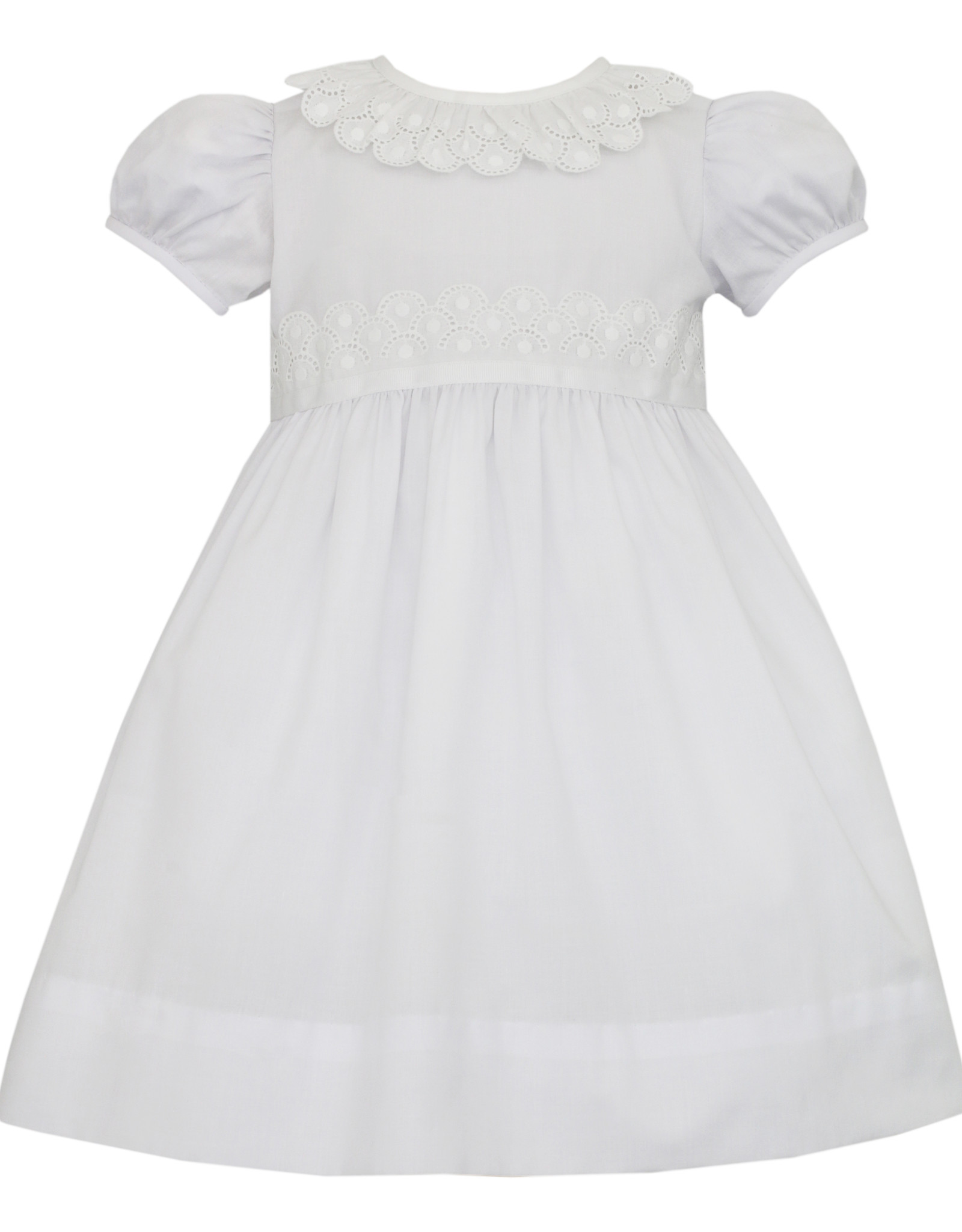 Claire and Charlie White Batiste Dress with Swiss Eyelet