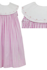 Claire and Charlie Sleeveless Pink Check Girls Dress with Round Collar